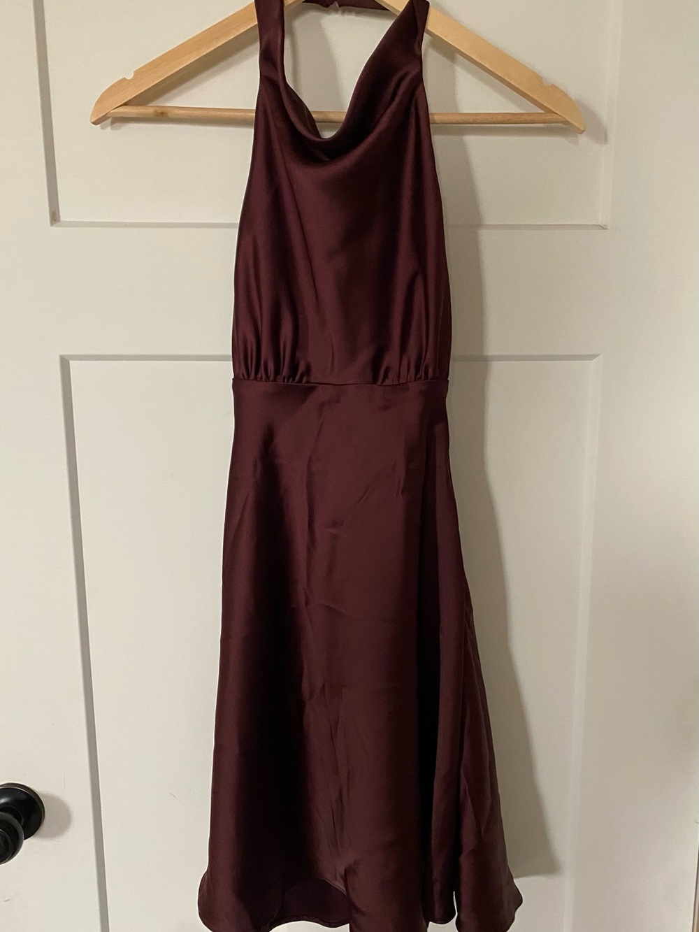 NWT Zara Halter Neck Satin Dress in Deep Burgundy
